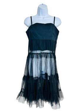 Anthropologie Maeve Black Sheer Tulle Tutu Dress Size S Festival Whimsigoth NWT